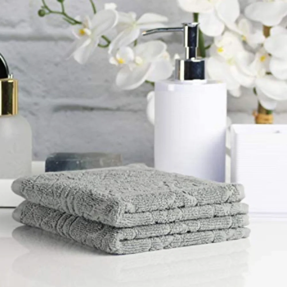 New Peach & Oak Towel Collection Washcloths, Bundle, Tangier Limestone (Grey)